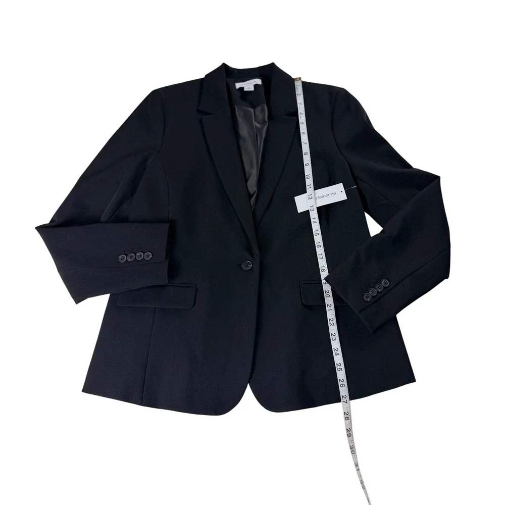 Liz Claiborne Womens Black Single Button Blazer Suit Jacket Size 12 NWT 814-1125